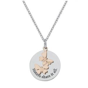 NWT - Hallmark Stainless Steel “Sisters Share it All” Butterfly Pendant
